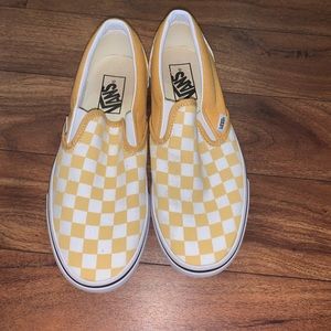Gold and white checkered vans